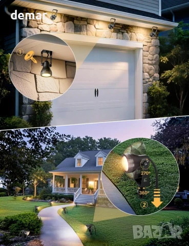 Градински прожектори ZOTOYI - 14 метра, 4-в-1, 400 лумена, 3100K, IP68, снимка 5 - Лед осветление - 51225500