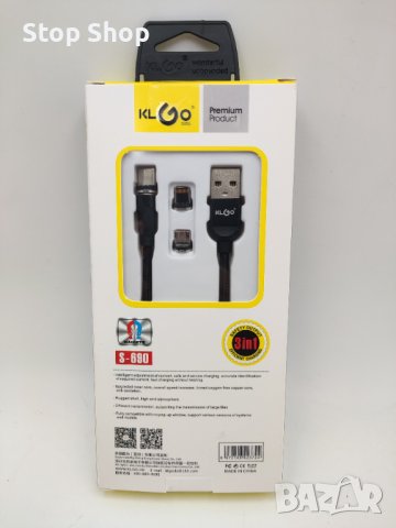 Magnetic 3in1 klgo кабел iphone type c micro айфон , снимка 4 - USB кабели - 41322747