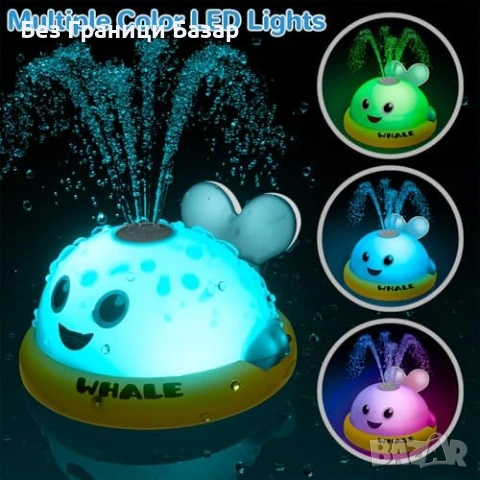 Нова Играчка за баня кит – воден фонтан + LED светлини, USB за 1–3 г., снимка 3 - Образователни игри - 53692068