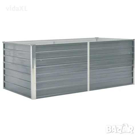 vidaXL Повдигната леха, 160x80x45 см, поцинкована стомана, сива