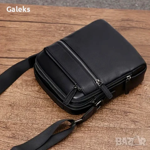 Топ*Луксозна,елегантна  бутикова мъжка кожена чантичка /Черна естест. кожа!, снимка 11 - Чанти - 50959568