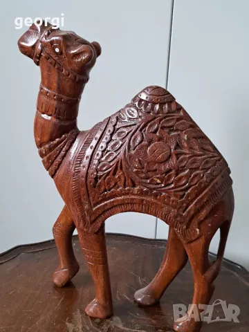 дървена статуетка на камила дърворезба 3/4, снимка 3 - Статуетки - 48889272