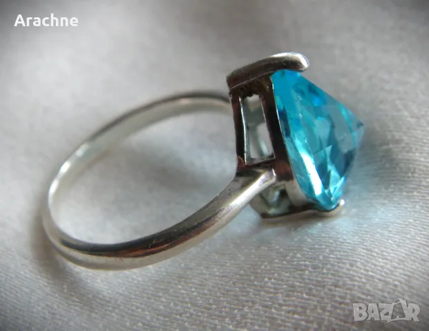 Сребърен западноевропейски пръстен с топаз, снимка 3 - Пръстени - 49618320