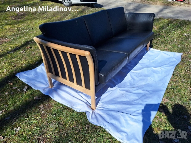 Диван тройка естествена кожа , снимка 3 - Дивани и мека мебел - 53807859