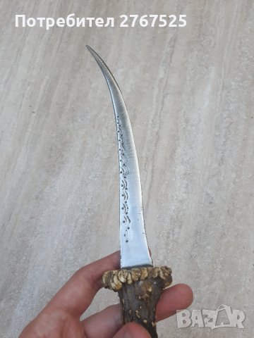 Стар ръчно направен нож острие с рогова дръжка , снимка 2 - Колекции - 42272886