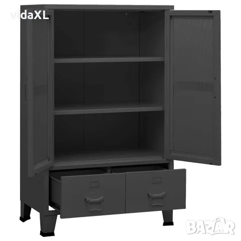 vidaXL Индустриален скрин за съхранение, антрацит, 70x40x115 cм, метал, снимка 6 - Скринове - 56147170