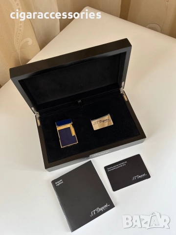 Запалка S.T Dupont Ligne 2 Blue & Gold - 2 пламъка