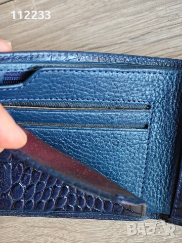 Мъжки портфейл от естествена кожа-тъмно син, снимка 5 - Портфейли, портмонета - 53531099