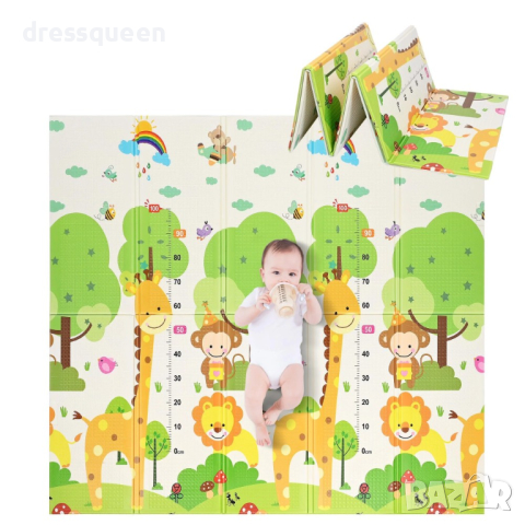 4133 Сгъваемо детско килимче за игра, топлоизолиращо 180x200x1cm Жираф и Писта с ВЛАКЧЕТА, снимка 3 - Други - 44615661