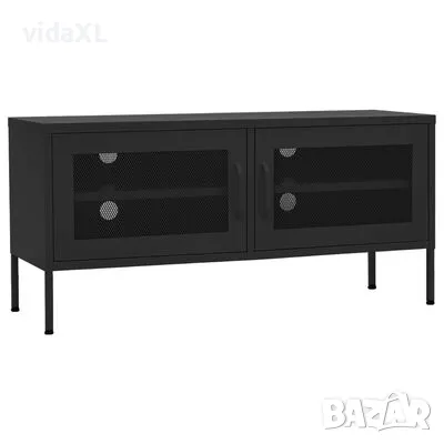 vidaXL ТВ шкаф, черен, 105x35x50 см, стомана（SKU:336241）, снимка 1 - Шкафове - 48800595