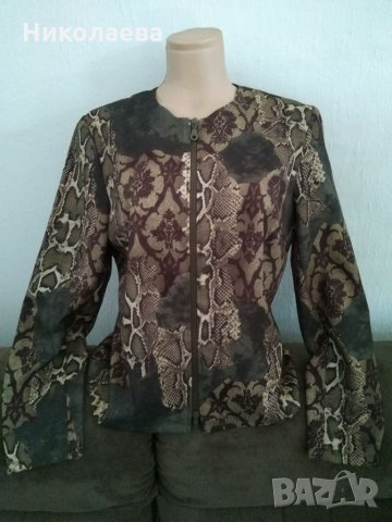 Късо яке без подплата в зелена шарка,L/XL