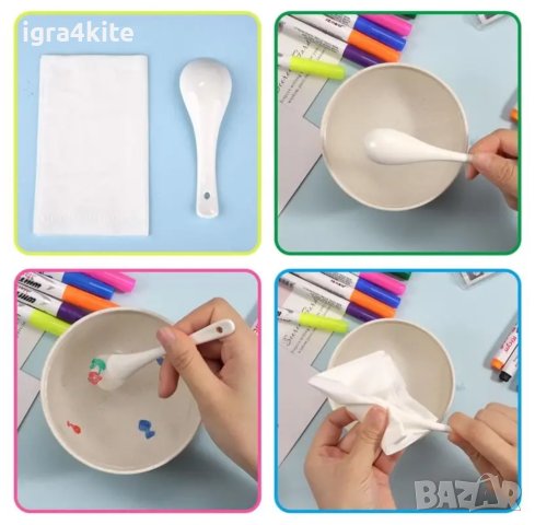 ТОП ХИТ! Магически плаващи флумастери за рисунки и татуировки 11бр. + лъжичка, снимка 4 - Рисуване и оцветяване - 42003382