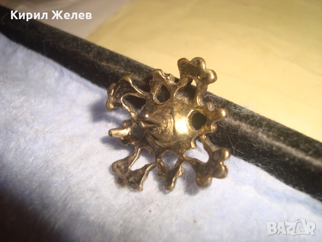 СТАРА РЕТРО ВИНТИДЖ АРТ ДЕКО БРОШКА ЗНАЧКА МЕСИНГ с КРИСТАЛЧЕ 26297, снимка 5 - Антикварни и старинни предмети - 36107185