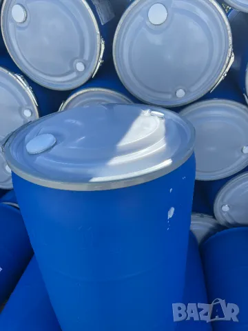 Пластмасови бидони дебелостенни с обръч и капак 220л , снимка 3 - Бидони, бурета и бъчви - 31008340