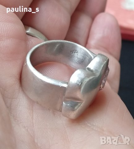 Винтидж / Стар сребърен пръстен с Морганит проба 925 , снимка 8 - Пръстени - 42322435