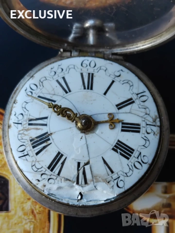 J. Miller. Сребърен джобен часовник  1760г, снимка 13 - Джобни - 53829108