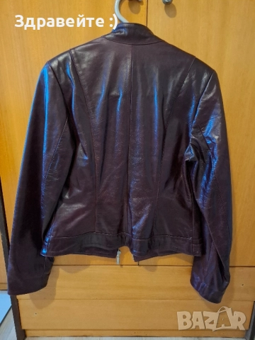 Кожено Яке цвят бордо XL, снимка 7 - Якета - 52185361