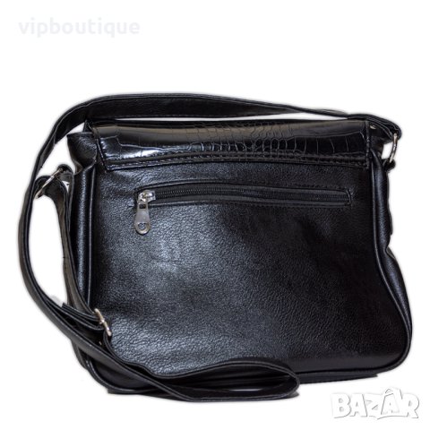 Черна кожена дамска чанта , снимка 2 - Чанти - 40392042