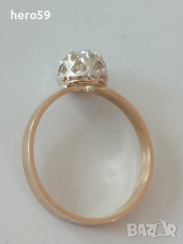 Антикварен Дамски златен 14к. пръстен с брилянт 0.65 карата, снимка 2 - Пръстени - 39762733