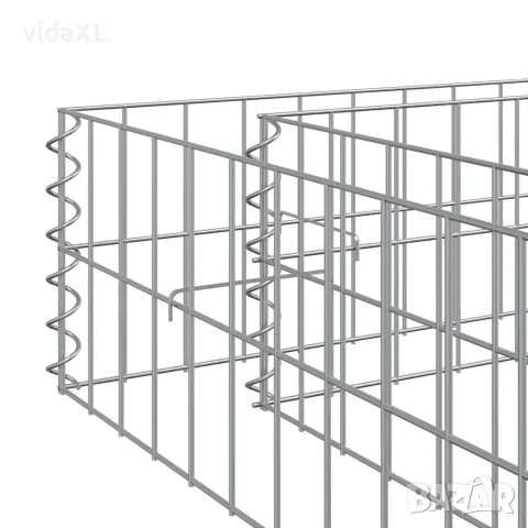vidaXL Габион повдигната леха, поцинкована стомана, 500x100x20 cм, снимка 7 - Саксии и кашпи - 56146224