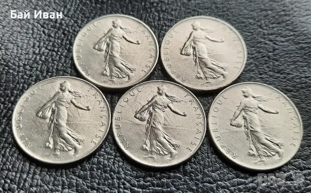 Лот монети 1 франк различни години-Франция /6/ -прекрасни !