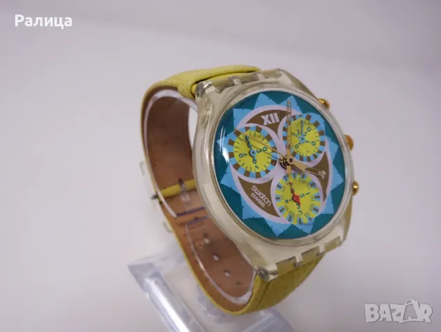 Kварцов часовник хронограф Swatch с механизъм ETA с 22 камъка, неизползван, снимка 3 - Мъжки - 50149934