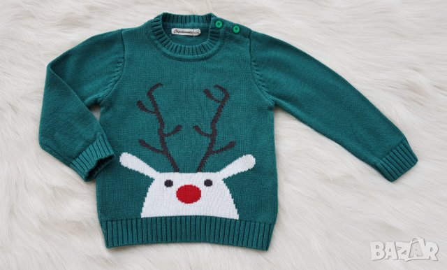 Коледен пуловер 18-24 месеца, снимка 3 - Бебешки блузки - 34676764