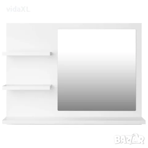 vidaXL Огледало за баня, бяло, 60x10,5x45 см, инженерно дърво, снимка 4 - Огледала - 56147854