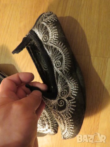 Старинни родопски невестински везани терлици с гайтан изработка 50те години - тъмносиви  форклор, снимка 3 - Други - 39024770