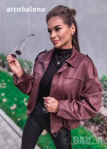 Дамско яке от рубинено-червен велур, снимка 4 - Якета - 52255282