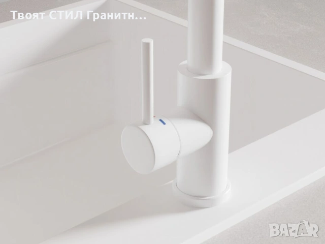 Бял смесител за кухня с изтегляща глава, 2 режима на струя - 9010, снимка 8 - Смесители - 53734316
