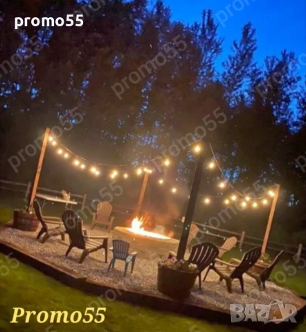 Светлинна верига от  Енергоспестяващи лед крушки 5м. 10Бр. за декорация на градина и дом, снимка 13 - Външни лампи - 50479584