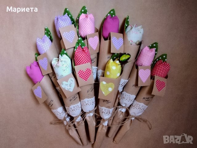 Текстилни Цветя Ръчна Изработка Текстилни Лалета Лалета от Плат , снимка 2 - Подаръци за жени - 42046909