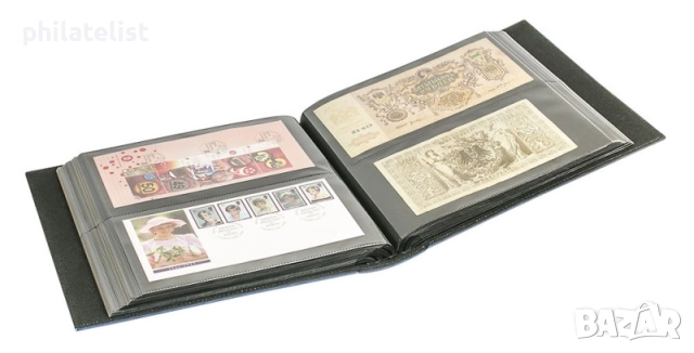 LINDNER - Универсален албум XL за 224 банкноти , FDC пликове , снимки - черен, снимка 3 - Филателия - 52350335