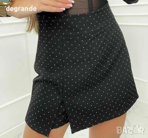 Черна Пола панталон с камъчета