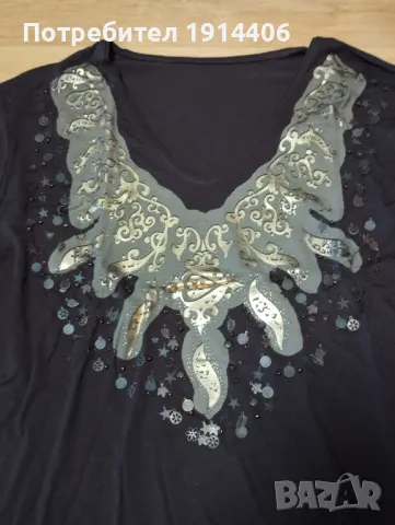 Елегантна бутикова  дамска блуза голям размер, снимка 9 - Тениски - 50044403