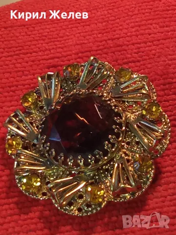 ВЕЛИКОЛЕПНА СТАРИННА СКЪПОЦЕННА ПОЗЛАТЕНА ФИЛИГРАННА МЕДНА БРОШКА ЦВЕТЕ с ОГРОМЕН ЦИТРИН 74211, снимка 13 - Антикварни и старинни предмети - 46233000