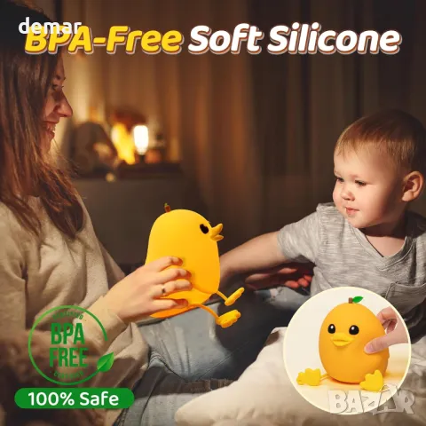 Детска нощна лампа Mewaii Mango Duck, димируема на 3 нива, силиконова с дистанционно, 1200 mAh, снимка 3 - Детски нощни лампи - 48896784