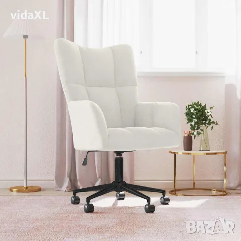 vidaXL Релакс стол, кремавобял, кадифе, снимка 2 - Дивани и мека мебел - 56146883