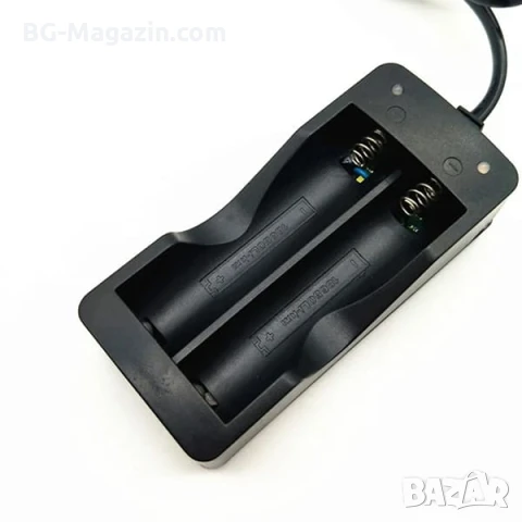 Евтино зарядно устройство за литиеви батерии Li-Ion 2 слота 2 батерии 18650 3.7V с кабел за контакт, снимка 4 - Друга електроника - 51041602