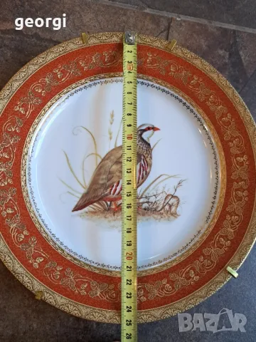 декоративна порцеланова чиния с позлата Limoges ловен мотив яребица 8/1, снимка 8 - Декорация за дома - 49913659