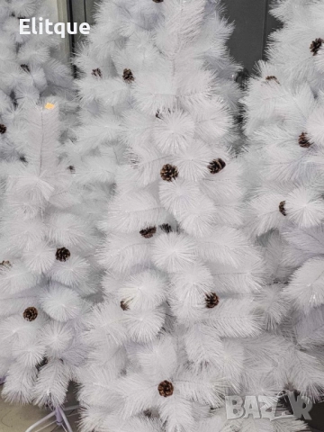 Коледна Снежно бяла или зелена елха с шишарки + пласмасова стойка  ТОП ПРЕДЛОЖЕНИЕ, снимка 8 - Други стоки за дома - 52905281