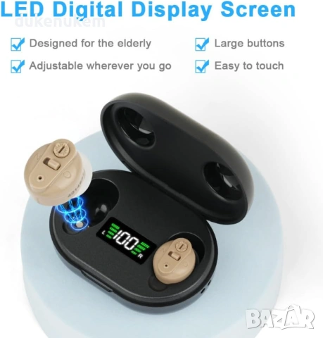 Акумулаторен слухов апарат, In-Ear, с кейс за зареждане, снимка 6 - Друга електроника - 53124462