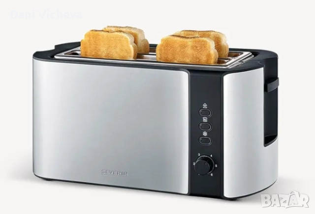 Тостер Severin AT 2590 1400W Сребрист, снимка 2 - Тостери - 52737572