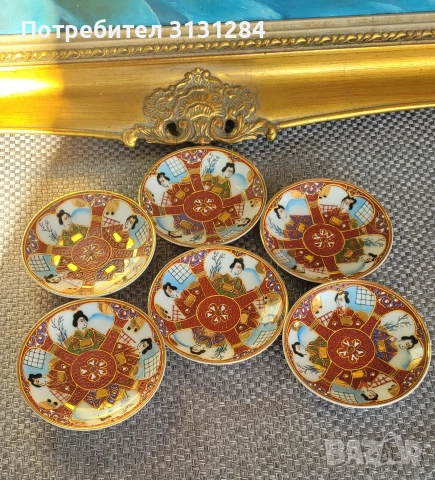 Антикварни Великолепни ръчно рисувани японски розетки 6бр.