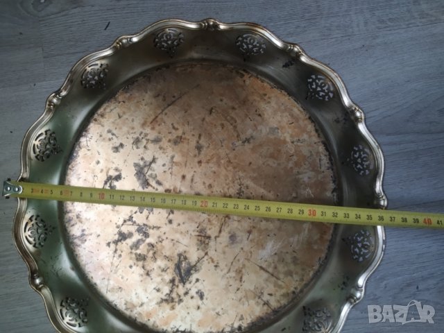 посребрен месингов поднос,табла арт нуво, снимка 2 - Други ценни предмети - 39159042