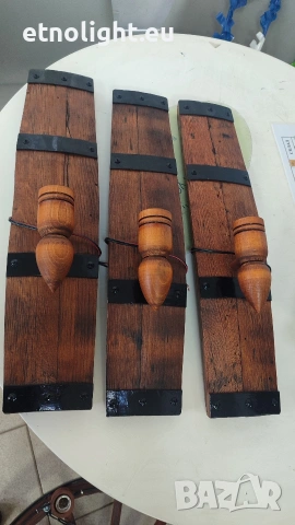 Ръчно изработени стенни лампи -аплици от бъчви с ръчно изработени дървени чашки!, снимка 9 - Лампи за стена - 53867821