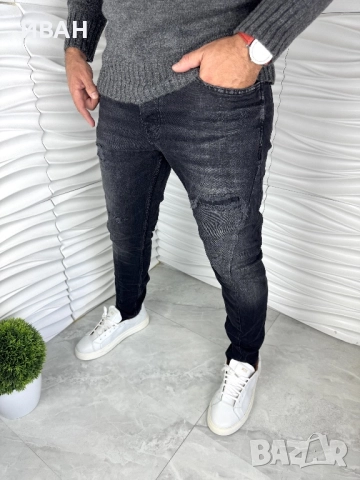 Мъжки дънки в черен цвят с кръпки и ръб, снимка 3 - Дънки - 52967691