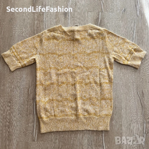 Дамски пуловер Lucky Brand, размер M, жълт, плетен с къс ръкав, снимка 8 - Блузи с дълъг ръкав и пуловери - 53505160