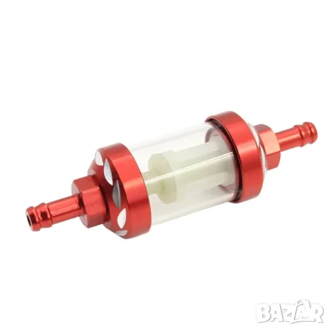 Прозрачен горивен филтър за маркуч 8 mm червен